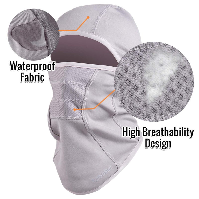 TurboSke Ski Mask - Balaclava face Mask Wind Water Resistant for Cold Weather (Gray) - Image 3